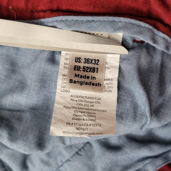 Penguin Munsingwear men's chino pants burgundy wine red 36 x 32 business casual - Picture 10 of 16